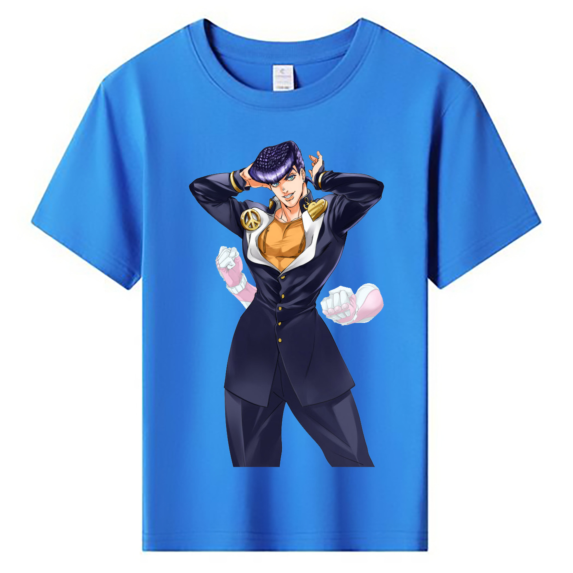 （画像用） ジョジョの奇妙な冒険 ひがしかた じょうすけ JoJo's Bizarre Adventure Higashikata Josuke 綿100％キッズTシャツ（フロントプリント）